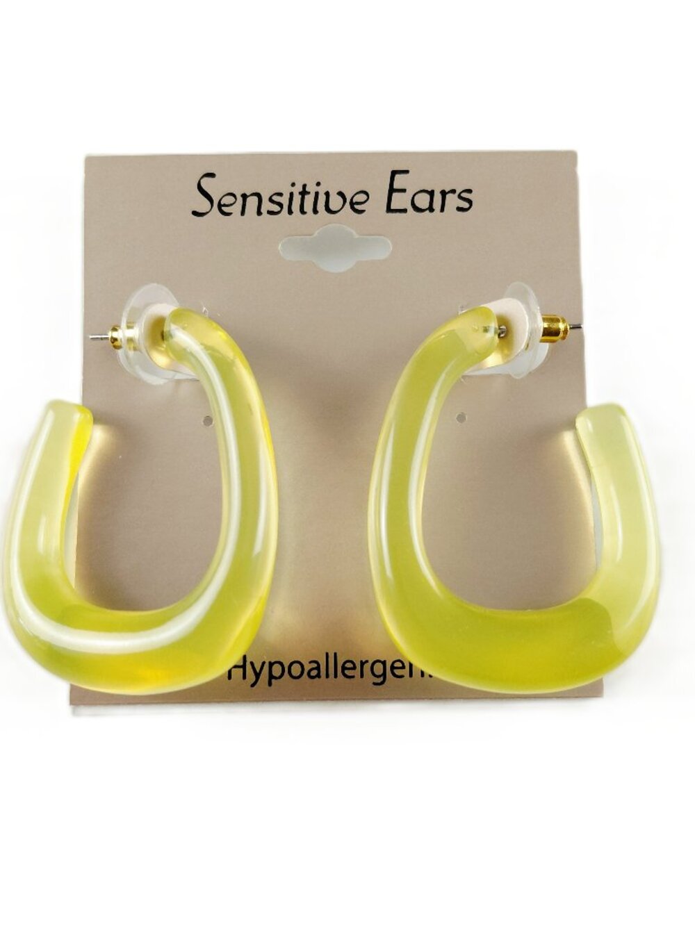 Sensitive Ears Translucent Yellow Acrylic Open Hoop Earrings Fashion Jewelry